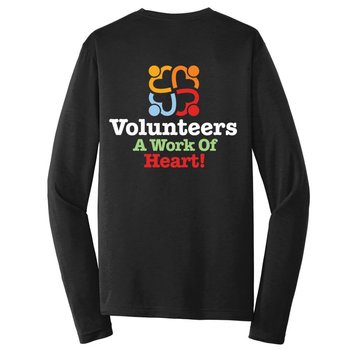 Volunteers: A Work Of Heart Long-Sleeve 2-Sided T-Shirt - Personalization Available from Positive Promotions