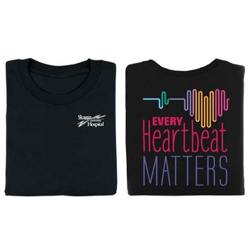 Every Heartbeat Matters Black 2-Sided Short Sleeve T-Shirt - Personalization Available from Positive Promotions