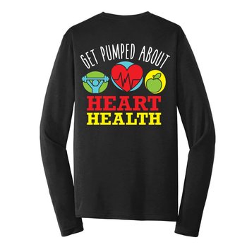 Get Pumped About Heart Health 2-Sided Long Sleeve T-Shirt - Personalization Available from Positive Promotions