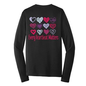 Every Heartbeat Matters (Hearts) 2-Sided Long Sleeve T-Shirt - Personalization Available from Positive Promotions