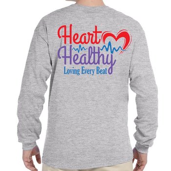 Heart Healthy Loving Every Beat Long Sleeve 2-Sided T-Shirt - Personalization Available from Positive Promotions