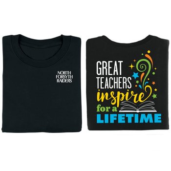 Great Teachers Inspire For A Lifetime Two-Sided Awareness T-Shirt - Personalization Available from Positive Promotions
