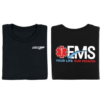 EMS: Your Life, Our Mission Black Short-Sleeve Two-Sided T-Shirt - Personalization Available from Positive Promotions