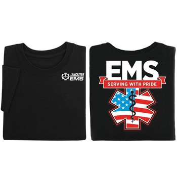 EMS: Serving With Pride Unisex Two-Sided Short-Sleeve T-Shirt - Silkscreened Personalization Available from Positive Promotions