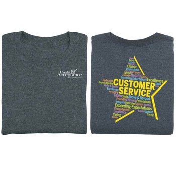 Customer Service Star Word Cloud Positive 2-Sided T-Shirt - Personalization Available from Positive Promotions