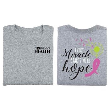 Every Miracle Starts With Hope Two-Sided Awareness T-Shirt - Personalization Available from Positive Promotions