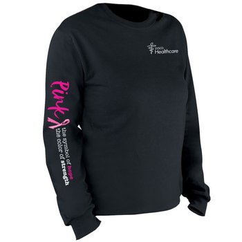 Pink: The Symbol Of Hope, The Color Of Strength Long Sleeve 2-Location Awareness T-Shirt - Personalized from Positive Promotions
