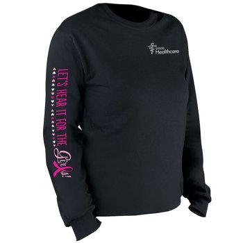 Let's Hear It For The Girls Long Sleeve 2-Location Awareness T-Shirt - Personalization Available from Positive Promotions