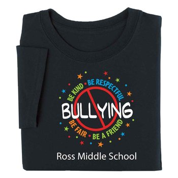 No Bullying Unisex T-Shirt - Silkscreened Personalization Available from Positive Promotions
