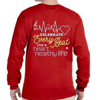 Celebrate Every Beat: Live A Heart-Healthy Life Positive 2-Sided  Long-Sleeve T-Shirt - Personalization Available from Positive Promotions