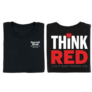 Think Red: Live A Heart Healthy Life Positive 2-Sided Short Sleeve T-Shirt - Personalization Available from Positive Promotions