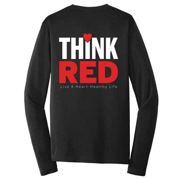 Think Red: Live A Heart Healthy Life Positive 2-Sided Long Sleeve T-Shirt - Personalization Available from Positive Promotions