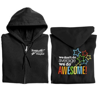 We Don't Do Average, We Do Awesome! Gildan&reg; Full-Zip Hooded Sweatshirt - Personalization Available from Positive Promotions