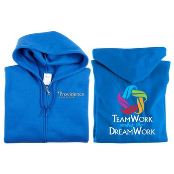 Teamwork Makes The Dream Work Full-Zip Hooded Sweatshirt - Personalization Available from Positive Promotions