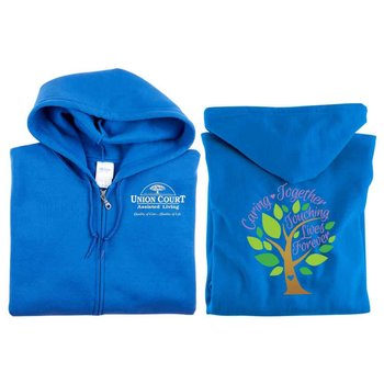 Caring Together, Touching Lives Forever Full-Zip Hooded Sweatshirt - Personalization Available from Positive Promotions