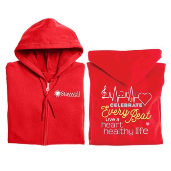 Celebrate Every Beat: Live A Heart Healthy Life Awareness Gildan&reg; Full-Zip Hooded Sweatshirt - Personalization Available from Positive Promotions