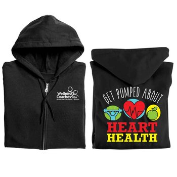 Get Pumped About Heart Health Awareness Gildan&reg; Full-Zip Hooded Sweatshirt - Personalization Available from Positive Promotions