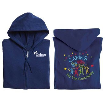 Caring For The Community Gildan&reg; 2-SIded Full-Zip Hooded Sweatshirt - Personalization Available from Positive Promotions