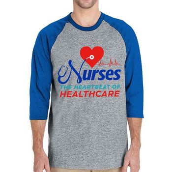 Nurses: The Heartbeat Of Healthcare Gildan&reg; Heavy Cotton 3/4 Raglan Sleeve Baseball Jersey - Personalization Available from Positive Promotions