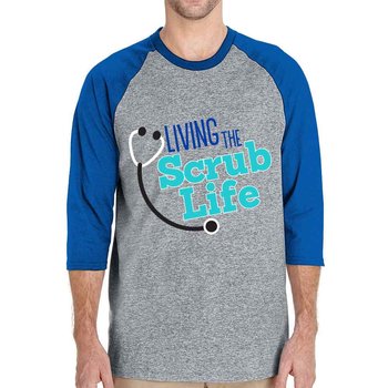 Living The Scrub Life Gildan&reg; Heavy Cotton 3/4 Raglan Sleeve Baseball Jersey - Personalization Available from Positive Promotions