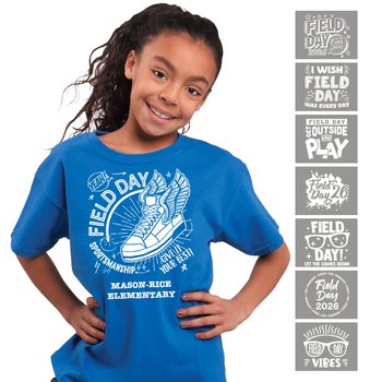 Youth Field Day 100% Cotton Colorful T-Shirts - Silkscreened Personalization Available from Positive Promotions