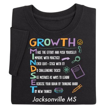 Growth Mindset Acrostic Positive Adult T-Shirt - Personalization Available from Positive Promotions
