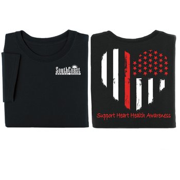 Support Heart Health Awareness Black 2-Sided T-Shirt - Personalization Available from Positive Promotions