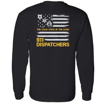 The Calm Voice in the Dark: 911 Dispatchers Gildan® Unisex 2-Sided Long-Sleeved T-Shirt - Silkscreened Personalization Available from Positive Promotions