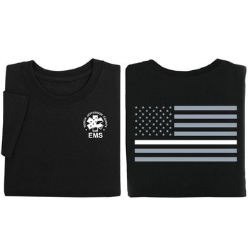 Thin White Line Flag Two-Sided T-Shirt - Personalization Available from Positive Promotions