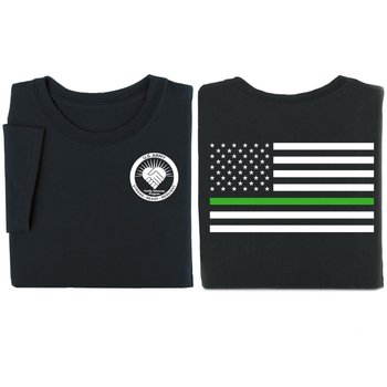 Thin Green Line Flag Short Sleeve T-Shirt - Personalization Available from Positive Promotions