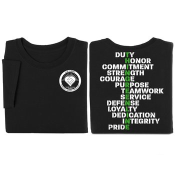 Thin Green Line Acrostic Short Sleeve T-Shirt - Personalization Available from Positive Promotions