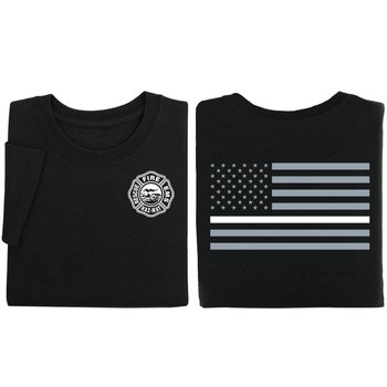 The Thin White Line (Flag) Unisex Two-Sided T-Shirt - Silkscreened Personalization Available from Positive Promotions