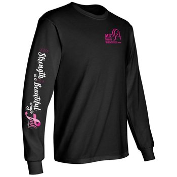 Strength Is A Beautiful Shade Of Pink Long-Sleeve 2-Location Awareness T-Shirt - Personalization Available from Positive Promotions