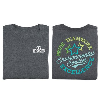 Environmental Services: Pride, Teamwork, Excellence Two-Sided Short Sleeve T-Shirt - Personalization Available from Positive Promotions