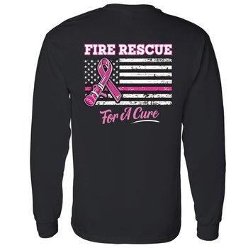 Fire Rescue For A Cure Two-Sided Long Sleeve T-Shirt - Personalization Available from Positive Promotions