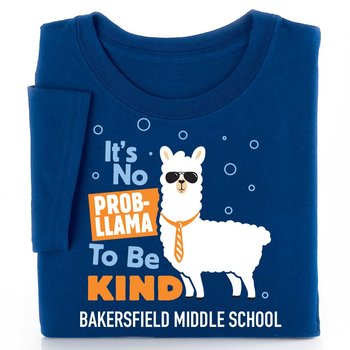 It's No Prob-Llama To Be Kind Youth T-Shirt - Silkscreened Personalization Available from Positive Promotions
