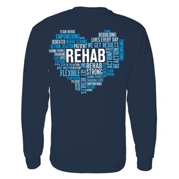 Rehab Heart Word Cloud Two-Sided Long Sleeve T-Shirt - Personalized from Positive Promotions