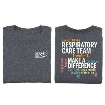 Respiratory Care Team Word Cloud Two-Sided Short Sleeve T-Shirt - Silkscreened Personalization Available from Positive Promotions