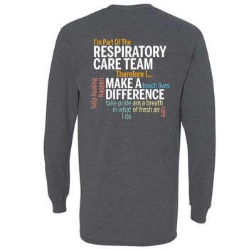 Respiratory Care Team Word Cloud Two-Sided Long Sleeve T-Shirt - Silkscreened Personalization Available from Positive Promotions