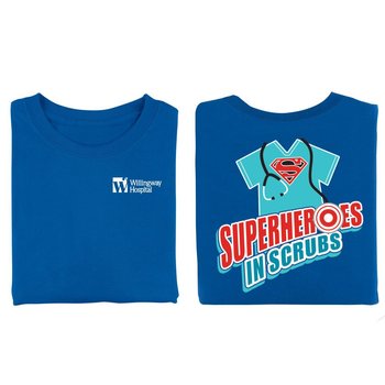 Superheroes In Scrubs Unisex Two-Sided Short-Sleeved T-Shirt - Silkscreened Personalization Available from Positive Promotions