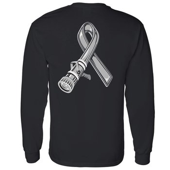 Firefighter Awareness Ribbon 2-Sided Long Sleeve T-Shirt - Personalization Available from Positive Promotions