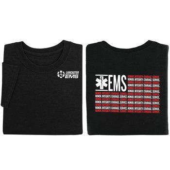 EMS Words Of Service American Flag Unisex Two-Sided Short-Sleeve T-Shirt - Silkscreened Personalization Available from Positive Promotions