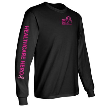 Healthcare Hero Unisex Long-Sleeve 2-Location T-Shirt - Silkscreened Personalization Available from Positive Promotions
