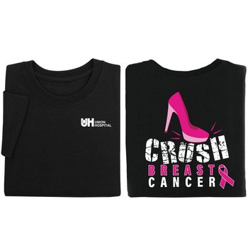 Crush Breast Cancer Unisex Two-Sided Awareness T-Shirt - Silkscreened Personalization Available from Positive Promotions