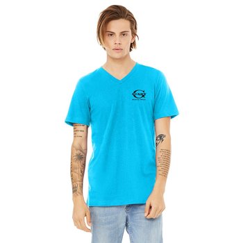 BELLA+CANVAS® Unisex Jersey Short-Sleeve V-Neck T-Shirt - Silkscreened Personalization Available from Positive Promotions