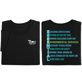Environmental Services ESSENTIAL Acrostic Two-Sided Unisex Short Sleeve T-Shirt  - Silkscreened Personalization Available from Positive Promotions