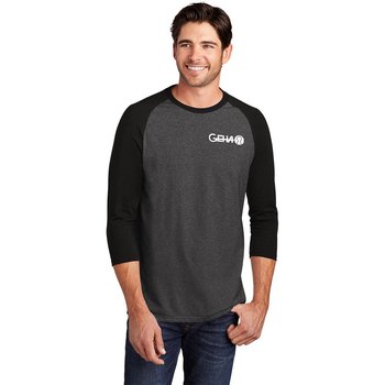 District® Men's Perfect Tri-Blend® 3/4-Sleeved Raglan Jersey T-Shirt - Silkscreened Personalization Available from Positive Promotions