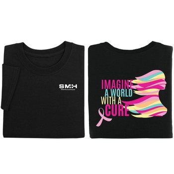 Imagine A World With A Cure Unisex Two-Sided Awareness T-Shirt - Silkscreened Personalization Available from Positive Promotions