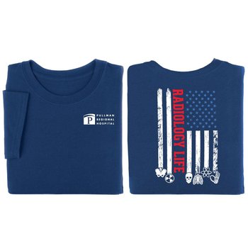 Radiology Life (Flag) Unisex Two-Sided Short-Sleeve T-Shirt - Silkscreened Personalization Available from Positive Promotions