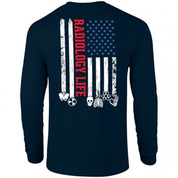 Radiology Life (Flag) Unisex Two-Sided Long-Sleeve T-Shirt - Silkscreened Personalization Available from Positive Promotions